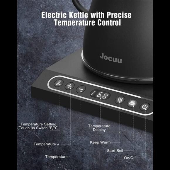 Gooseneck Electric Pour Over Kettle with Temperature Control, Tea & Pour Over - Picture 5 of 6